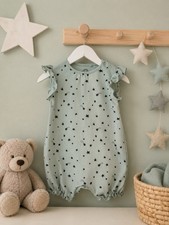 SUMMER BARGAINS ?? Pastel Green Star Print Romper By Next Girls 6-9 Months