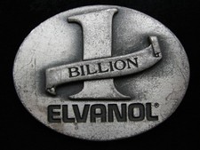 PD25107 VINTAGE 1970s ELVANAOL 1 BILLION CHEMICAL PEWTER BELT BUCKLE