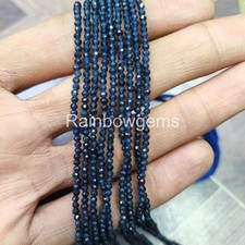 Blue Sapphire 2mm Faceted Rondelle Necklace, Dainty Sapphire Beaded Necklace, Se