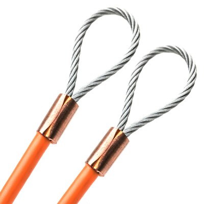 3/16'' VINYL COATED STEEL CABLE LOOPS COPPER SLEEVE 1-75ft (Orange Purple Brown)