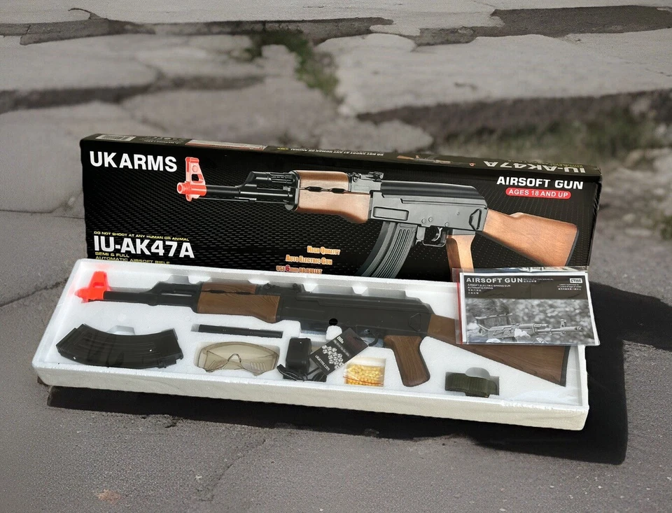 CYMA AK47 Full Automatic AEG Airsoft Rifle Gun 6mm BB 300FPS + Battery & Charger