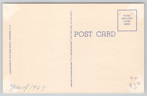 Postcard Aberdeen South Dakota United States Post Office & Courthouse 1947 - Picture 2 of 2