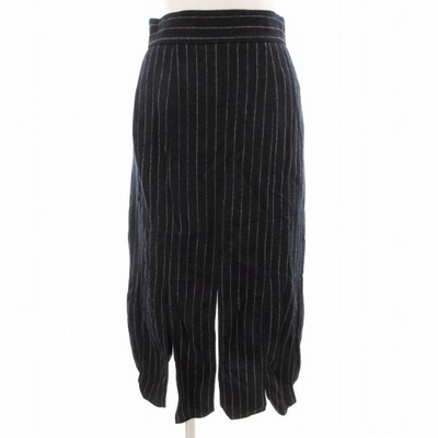 LE CHEL BLUE CIEL BLEU Pinstripe Wing Skirt Wool Long 36 S Navy UO 