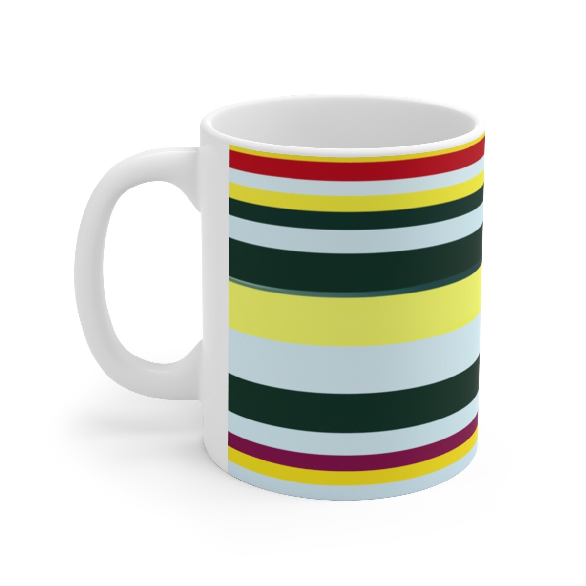 Ceramic Mug 11oz Coffee Cup Stripes Art Deco Pattern Mid Century