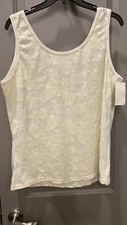 Cinema Etoile Lace Overlay Ivory Tank Top NWT L