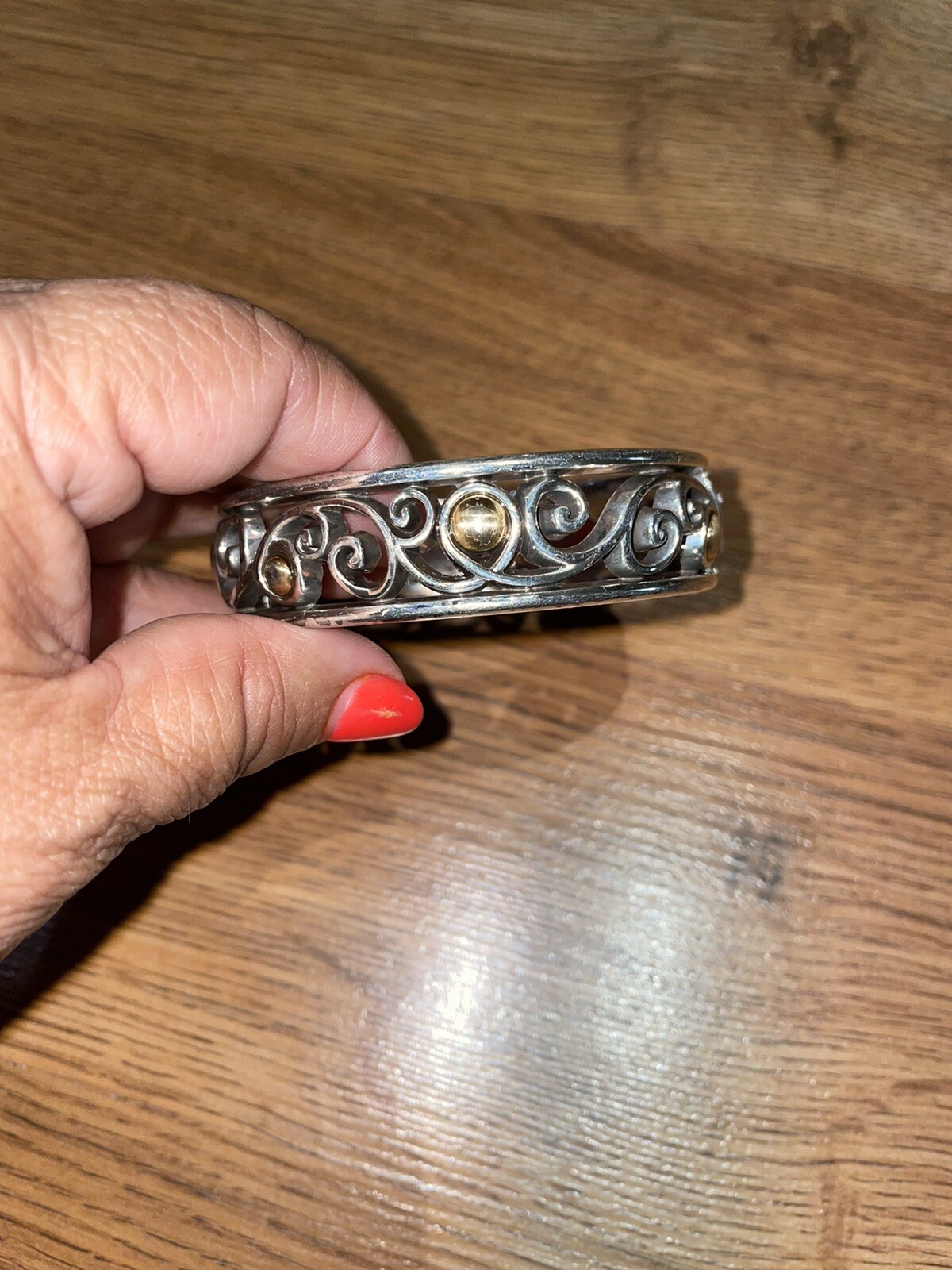 BRIGHTON SILVER TONE SPRING HINGED CUFF Slight WA… - image 2