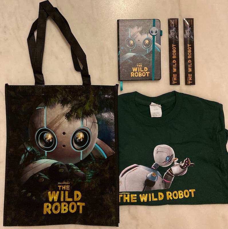 THE WILD ROBOT (2024) Movie Promo Items: Shirt, Journal, Pencils, Tote Bag; RARE