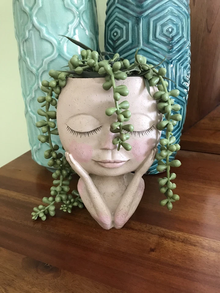 Macetas con cara de dama / maceta con forma de cabeza / lindo florero gran idea de regalo Foto 2 de 4