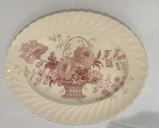 1930's Royal Staffordshire Charlotte Pink Scalloped Oval 13 3/4" Serving Platter