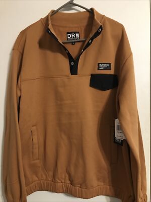 DR Essentials Brown Quarter Button Fleece Pullover Jacket Medium NWT