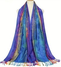 Large Peacock Feather Jacquard Scarf Elegant Gradient Shawl Thick Warm Stunning