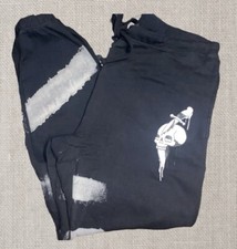Ed Hardy Skull  Dagger Knife Distressed Stripes SweatPants Men  s L -Y2K Goth