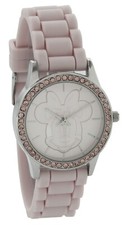 Nip DISNEY MINNIE MOUSE crystal bezel silicone band watch N1590