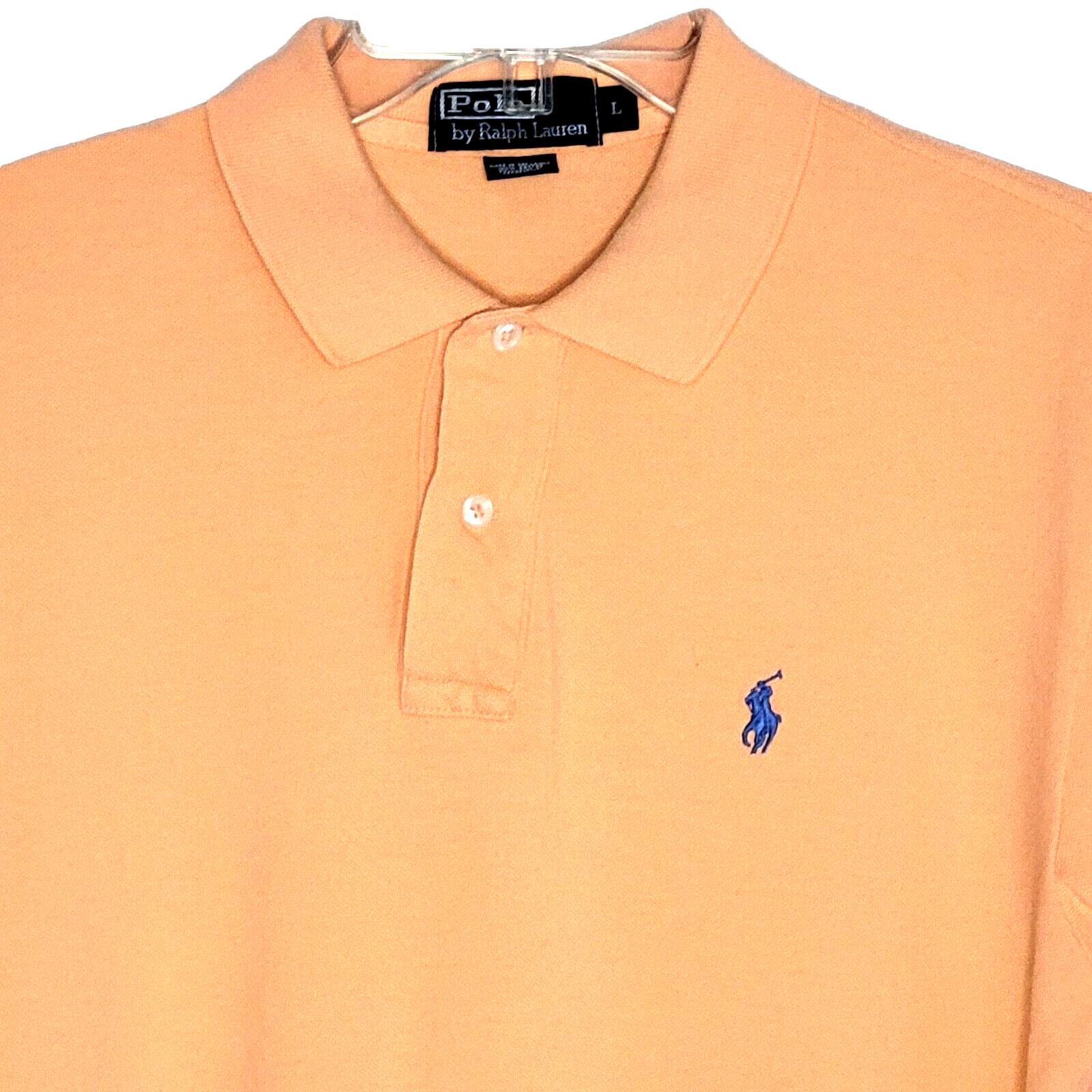 PONY Polo by Ralph Lauren uomo camicia arancione taglia L maniche corte con frangia blu