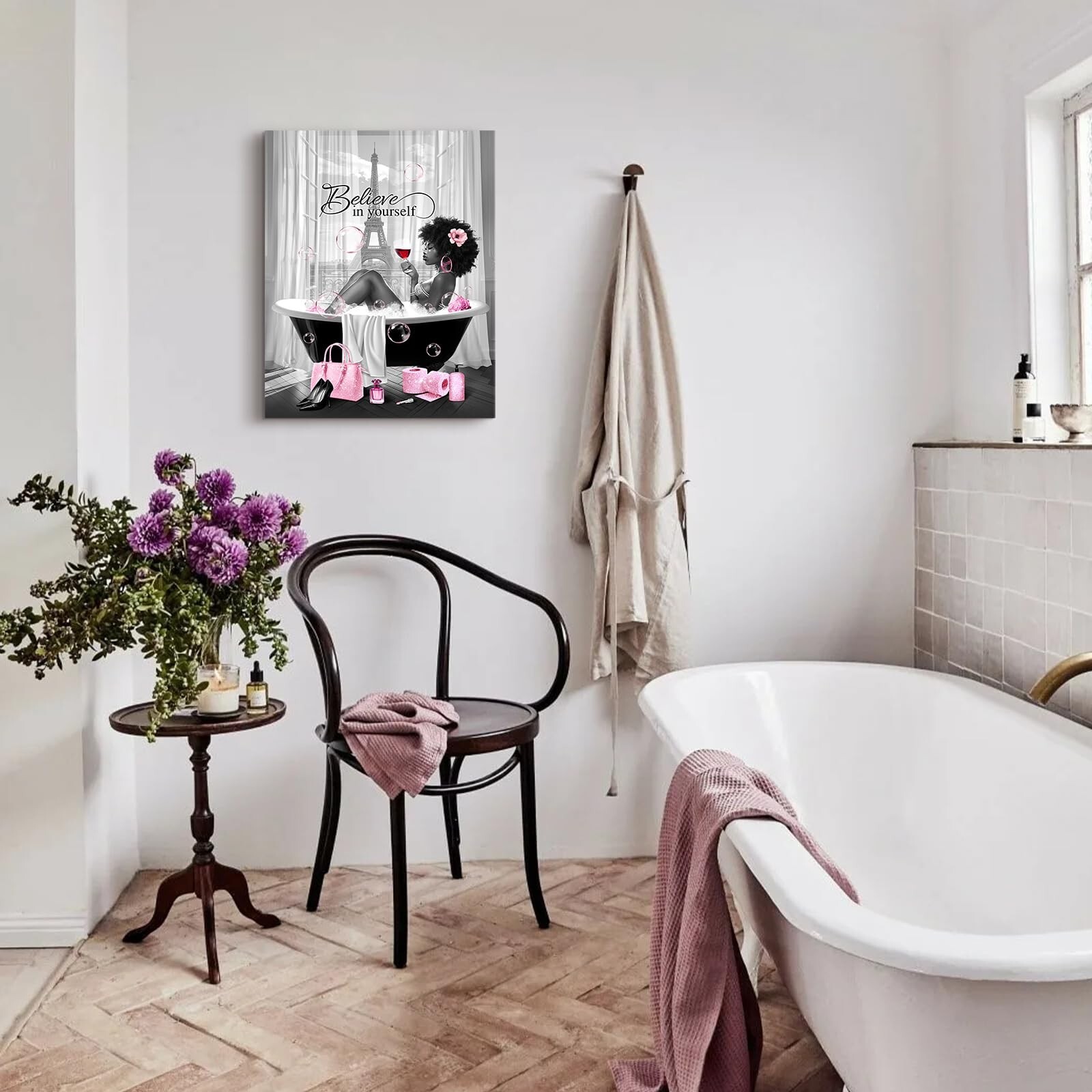 Bathroom Decor African American Wall Art Fashion Black Girl In Bathtub Pictur...