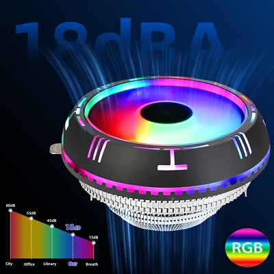 CPU Cooler Heatsink Air Cooling Fan RGB LED PWM For  Intel LGA 1151/1366/775/AMD