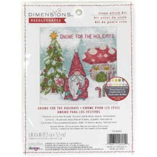 Dimensions kit punto croce contato "Gnomo per le feste", 15,2x15,2cm