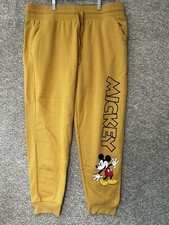 Disney Mickey Mouse Yellow Pockets Drawstring Joggers Leggings Size XXL