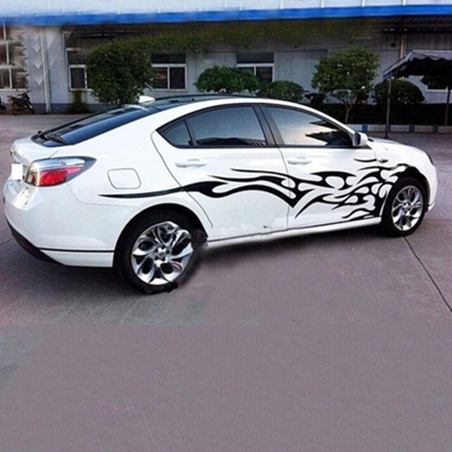 1 Set Car Racing Body Side Decal Vinyl Flame Graphics Stripes Sticker Film Decor - Изображение 3 из 4