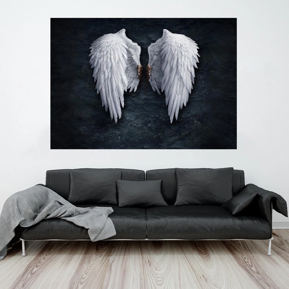 Angel Wings Canvas Wall Art – Modern White Feather Print for Home Decor - Image 3 of 4