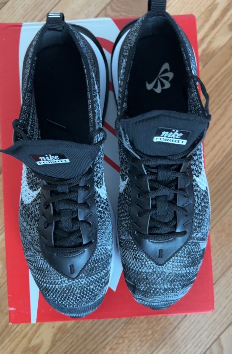 Nike Mens Air Max Flyknit Racer Black White, Size 9 | eBay display picture 1