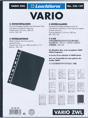 25 LIGHTHOUSE VARIO BLACK INTERLEAVING STOCK SHEETS - 5 PACKS OF 5 -  ZWL 336139
