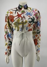 Versace Womens White Starfish Print Cropped T...