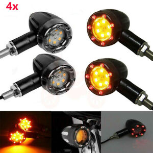 4x Metal Motorcycle Turn Signal Brake Light Indicator Amber Harley Chopper S1 AC