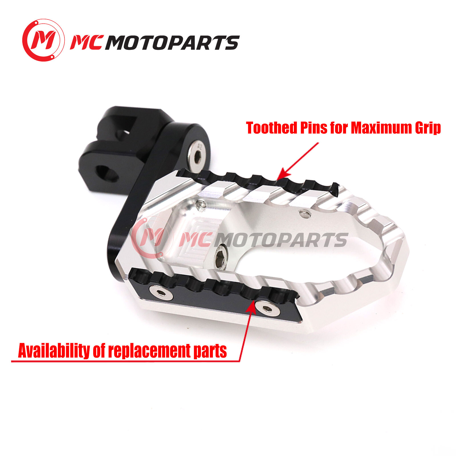 Silver CNC Footpegs Rear TRC 40mm Lower For CRF 1000L / ABS Africa Twin