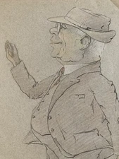 Beautiful Drawing 1920 Pencil Portrait Man Military World War Verdun WW1