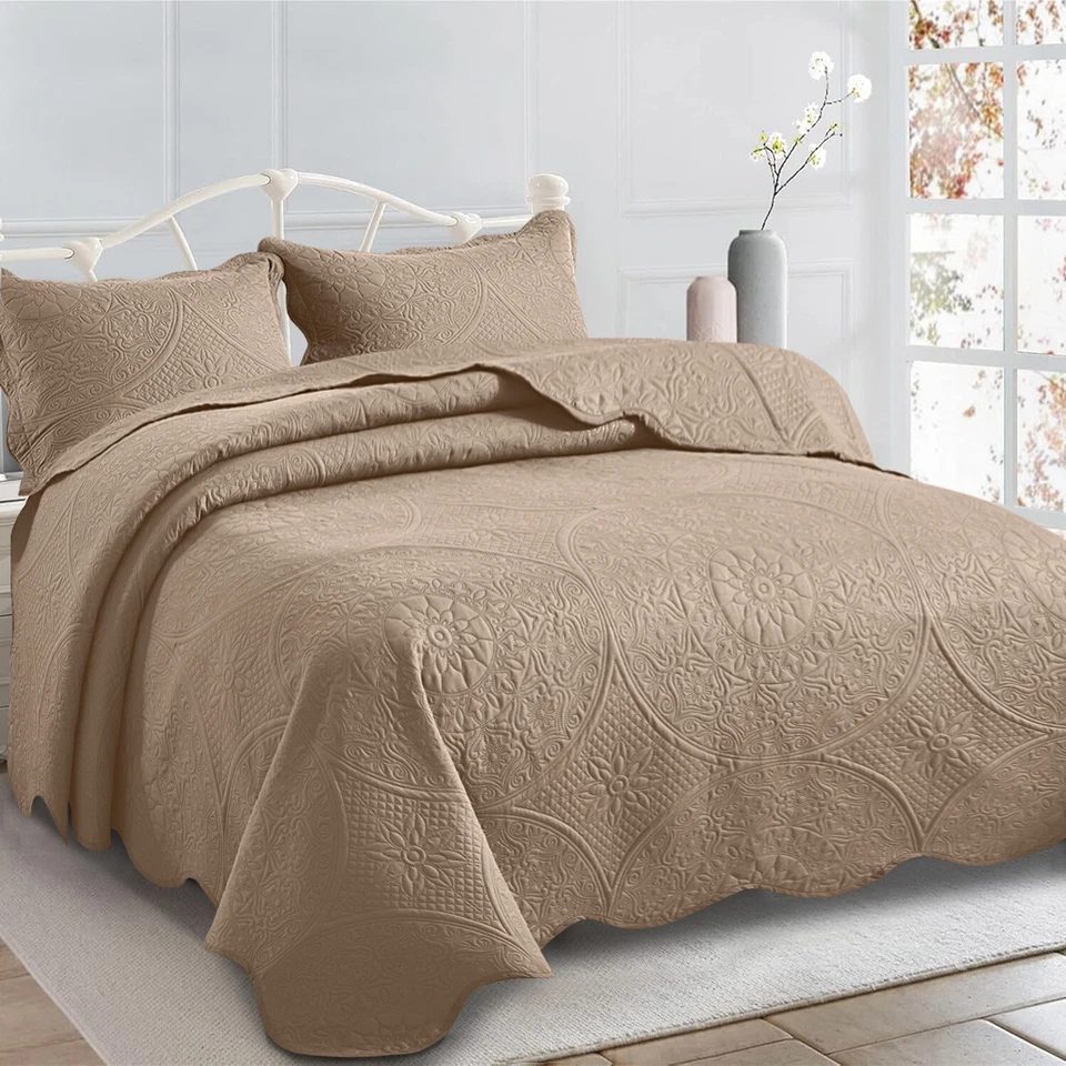 Комплект постельного белья с цветочным рисунком покрывало из 3 предметов легкое размер Throw Queen King - Изображение 2 из 4