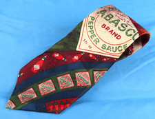 Vintage TABASCO HOT PEPPER SAUCE Silk Men's Neck Tie BOLD JEWEL TONE COLORS