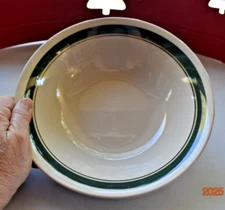 1 ~ Vintage BENE CASA 9 Inch Green Ring Serving Soup PASTA Bowls Stoneware