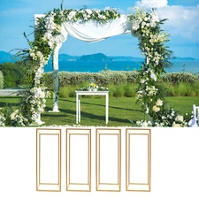 Gold Metal Flower Stand Rectangular Rack For Wedding Table Centerpieces Decor
