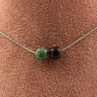 Steine Und Mineralien. Halskette 2 Perlen TüRkis Aus Peru 8 Mm Kette Aus Stahl