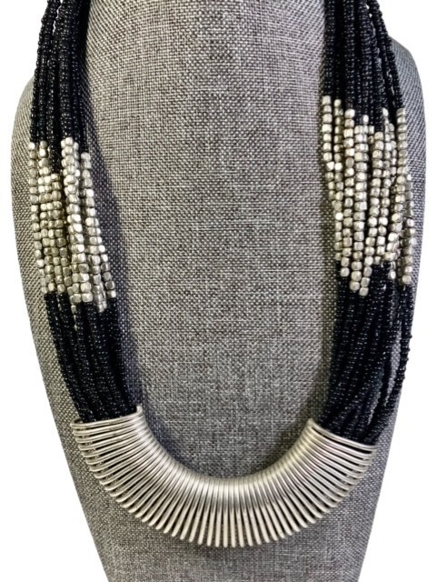 Modernist Statement Bib Necklace Multiple Strands… - image 3