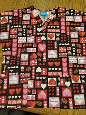 Hq Scrub Top Medium EUC Black With Hearts