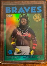 2021 Topps Chrome Ronald Acuna Jr. Green Refractor /99 1986 35th Anniversary