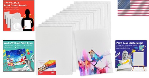 Quality 12x16 Inch Blank Painting Boards - Set of 12 - Oil, Acrylic & Watercolor - Picture 2 of 11