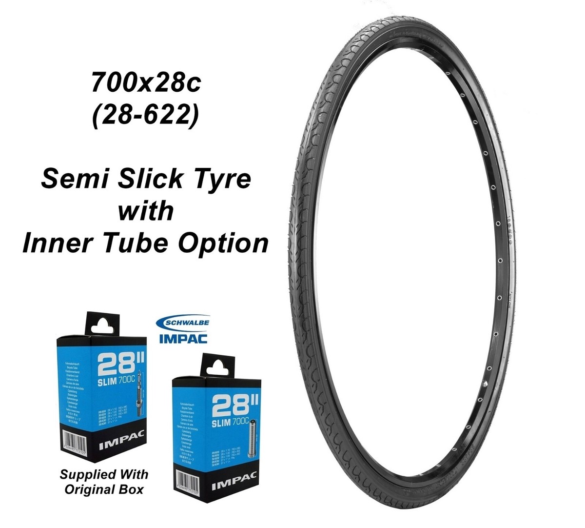 700x28c Road Touring Hybrid Bike Tyre (28-622) 700c Semi Slick