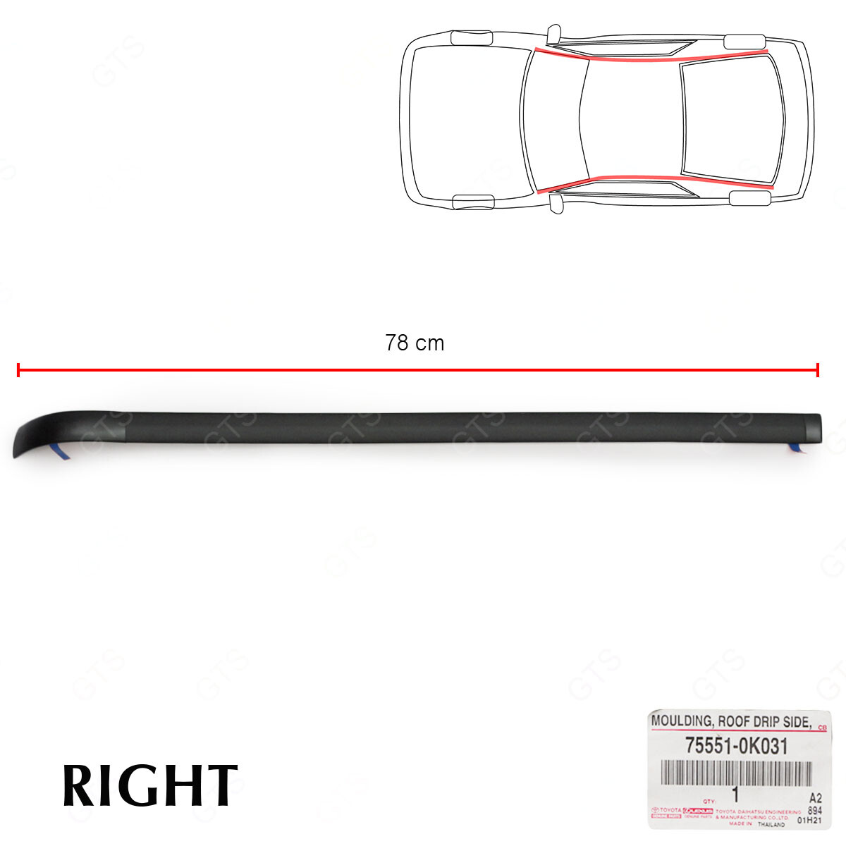 Roof Drip Molding Trim Kit - 1 Pair Rubber Seal Compatible With Toyota Hilux Vigo SR5 2005-2014