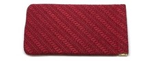 Calabria Squeeze Top Eyeglass Case Soft Faux Leather Red Women Braided Textured