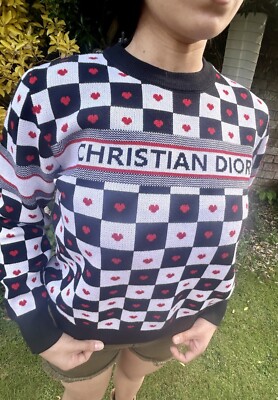 CHRISTIAN DIOR designer Check Cashmere ladies Rare jumper Pullover