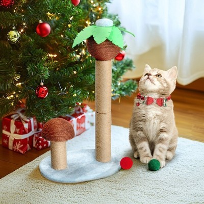 27.5in Coconut Palm Tree Cat Scratching Post indoor Sturdy Natural Sisal Rope