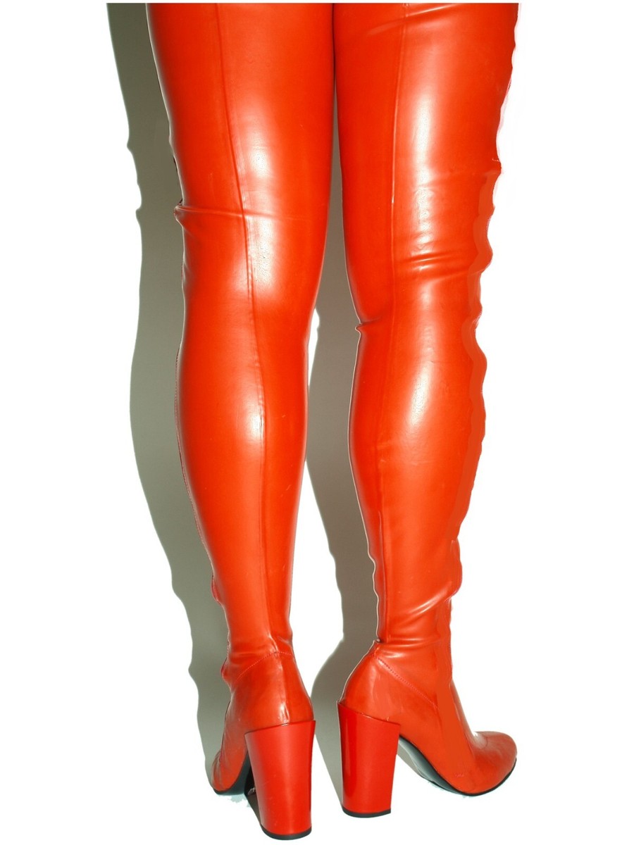 Latex Gummi Stiefel VIELE FARBEN 11 Cm Absatz SIZE 38-47 Länge 98 Cm