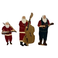 3 Santas Handmade, Cut And Painted By A Local Mississippi Artist. Unique.