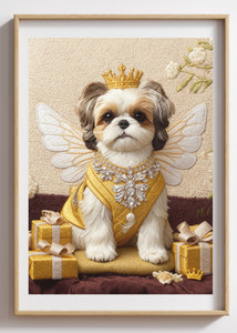 Shih Tzu Royal-Style Outfit Mix-Media Print On Canvas