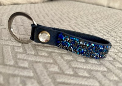 Swarovski Schlüsselanhänger Leder und Kristalle mit Druckknopf und Ring