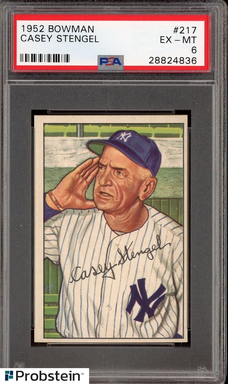 1952 Bowman #217 Casey Stengel New York Yankees HOF PSA 6 EX-MT