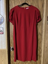 Calvin Klein Women’s Red Tulip Sleeved Sheath Dress Round Neckline Size 22 NWT